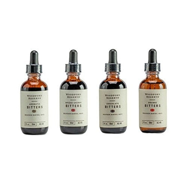 Bourbon Bitters Bundle: Woodford Reserve Aromatic, Spiced Cherry, Orange, and Chocolate Cocktail Bitters - 2 oz Each (Original Version)