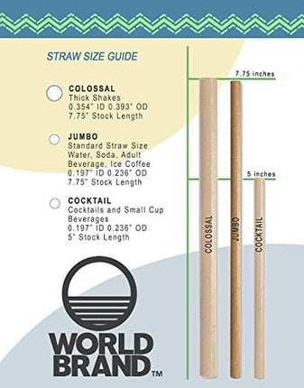 World Brand 250 Count Kraft Paper Straws - Eco-Friendly Party Supplies - Biodegradable Drinking Straws - Plastic & Dye Free - Unwrapped - Perfect for Juices, Shakes, Smoothies, Ice Coffee & More