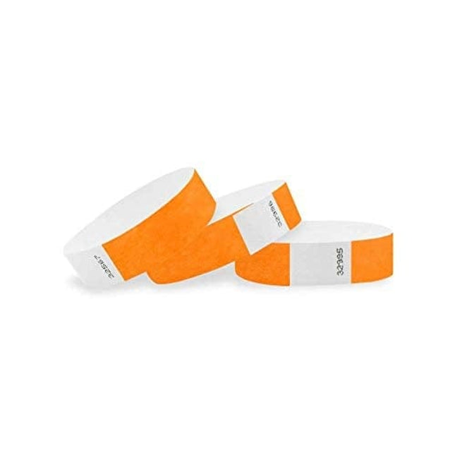 WristCo 3/4" Tyvek Wristbands | Lightweight |Durable | Waterproof | Great for Events and Screening | Neon Orange | 500 Paper Wristbands