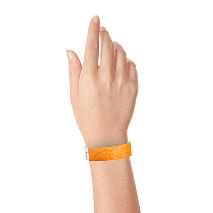 WristCo 3/4" Tyvek Wristbands | Lightweight |Durable | Waterproof | Great for Events and Screening | Neon Orange | 500 Paper Wristbands