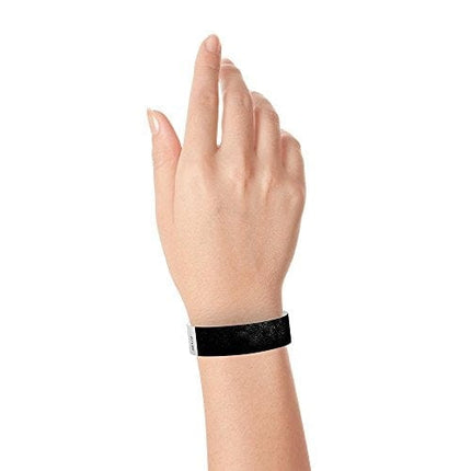 WristCo Black 3/4" Tyvek Wristbands - 500 Pack Paper Wristbands for Events