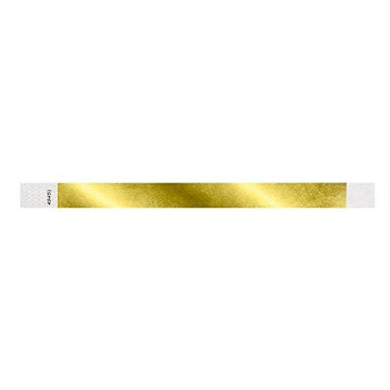 WristCo Deep Metallic Gold 3/4" Tyvek Wristbands - 100 Pack Paper Wristbands for Events