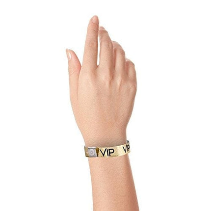 WristCo Holographic Gold VIP Plastic Wristbands - 100 Pack Wristbands for Events