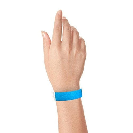 Wristco Neon Blue 3/4" Tyvek Wristbands - 500 Pack Paper Wristbands For Events