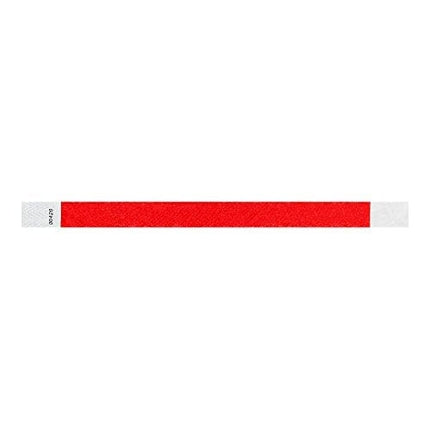 WristCo Neon Red 3/4" Tyvek Wristbands - 500 Pack Paper Wristbands For Events