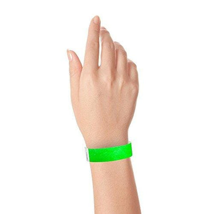 WristCo Neon Green 3/4" Tyvek Wristbands - 1000 Pack Paper Wristbands for Events
