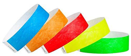 WristCo Variety Pack 3/4" Tyvek Wristbands - Red, Orange, Yellow, Green, Blue - 500 Pack Paper Wristbands for Events