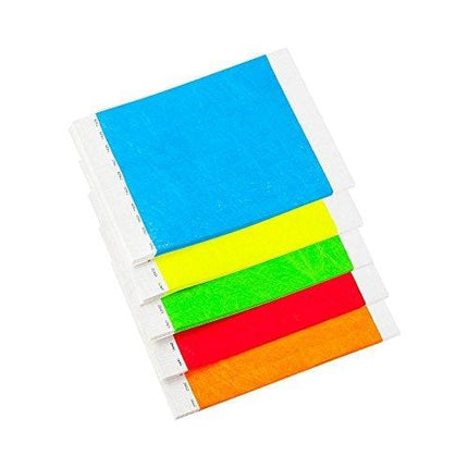 WristCo Variety Pack 3/4" Tyvek Wristbands - Red, Orange, Yellow, Green, Blue - 500 Pack Paper Wristbands for Events