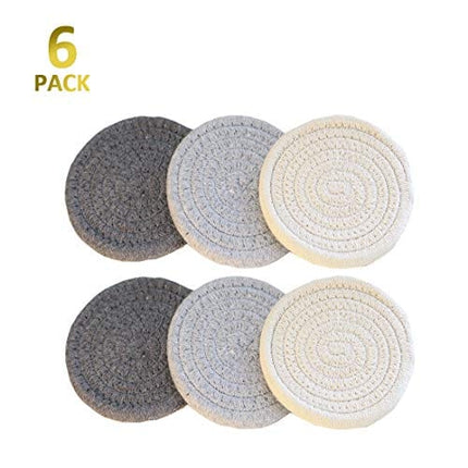 Absorbent Drink Coasters Handmade Braided Drink Coasters 6 Pack (4.3 Inch, Round, 8mm Thick) Super Absorbent Heat-Resistant Coasters for Drinks Great Housewarming Gift