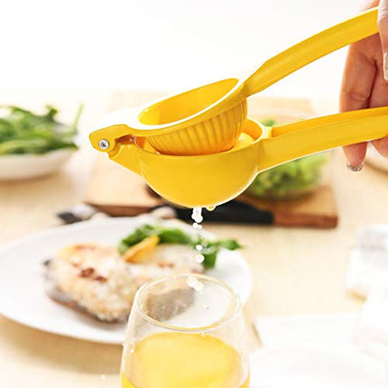 Manual Juicer Citrus Lemon Squeezer,Fruit Juicer Lime Press Metal,Professional Hand Juicer Kitchen Tool(yellow）