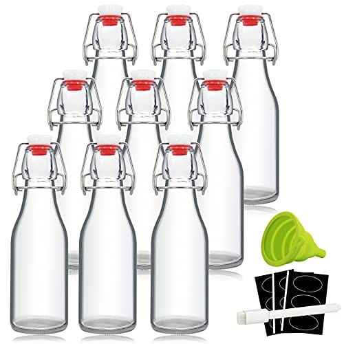 Flip Top Glass Bottle [1 Liter / 33 fl. oz.] [Pack of 6] Swing Top Brewing  Bottle with Stopper for Beverages, Oil, Vinegar, Kombucha, Beer, Water