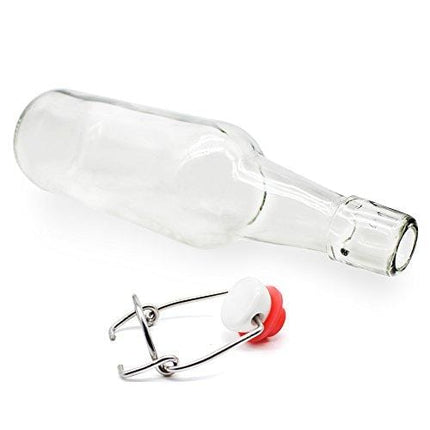 YEBODA Clear Glass Beer Bottles for Home Brewing with Easy Wire Swing Cap & Airtight Silicone Seal 16 oz- Case of 6