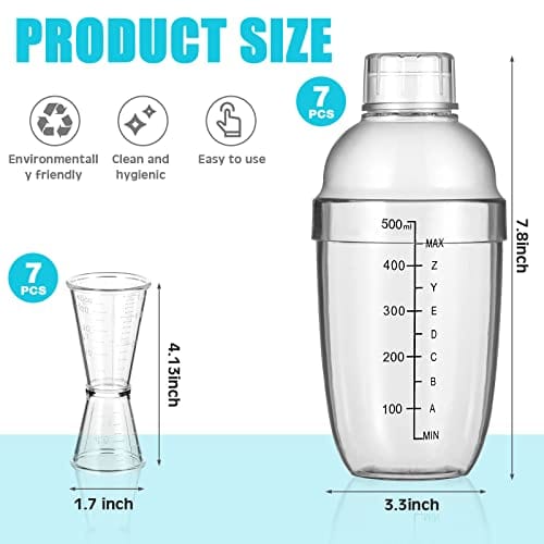 2pcs 500ml/17oz Plastic Cocktail Shaker with Scale and Strainer Top, Clear  Plastic Cocktail Shaker Bottle Wine Mixer Bottle Cocktail Tea Measuring