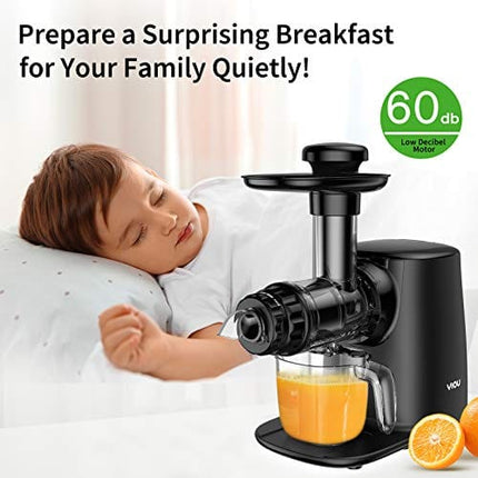 YIOU Juicer Machines, Cold Press Slow Masticating Juicer Easy to Clean with 3 Modes Vegetable and Fruit Juicer Extractor BPA-free High Hardness Tritan Material Slow Juicer, black (SJ-Black)