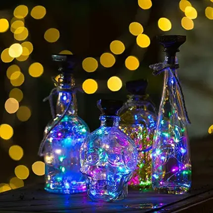 YJFWAL 2022 Upgraded 12 Pack Solar Wine Bottle Lights,20 LEDs Waterproof Copper Lights, Bottle Lights Fairy Cork String Lights for Christmas, Outdoor, Wedding Decor, Halloween Decor(Multi Color)