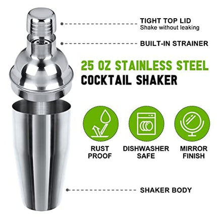 23-Piece Bartender Kit with Stand, Stainless Steel Cocktail Shaker Set Bar Tools with All Bar Accessories for The Home Bar Set ,Professional Martini Shaker Set Bartending Kit for Drink Mixer