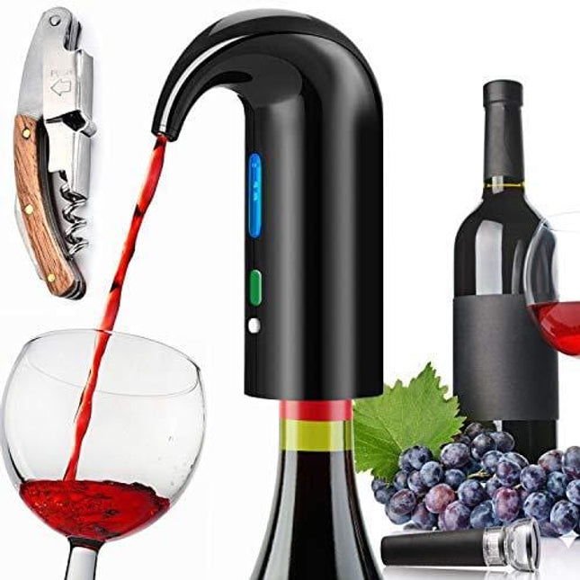 Electric Wine Aerator Pourer, Portable One-Touch Wine Decanter and Wine Dispenser Pump for Red and White Wine Multi-Smart Automatic Wine Oxidizer Dispenser USB Rechargeable Spout Pourer
