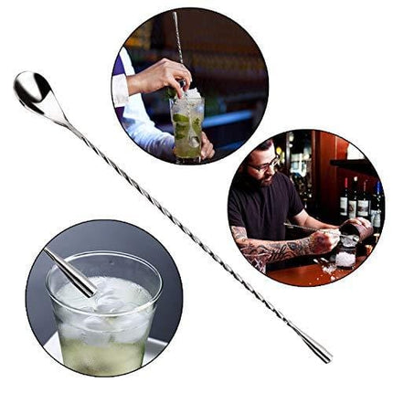 2-Pack 12 Inches Stainless Steel Bartender Mixing Spoon Cocktail Stirrers, Spiral Pattern Bar Spoon Stirring Spoon with Long Handle