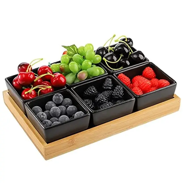 Buy Wholesale China Bamboo Divided Serving Tray With Clear Acrylic Lid  Dried Fruit Storage Box 4 Nuts Snack Candy Plate & Snack Plates at USD 1.5