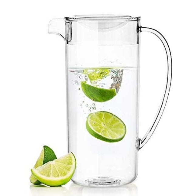 Youngever 2 Quarts Plastic Pitcher With Lid, Clear Plastic Pitcher Great for Iced Tea, Sangria, Lemonade, and More