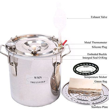 YUEWO 2 Pots Stainless Steel Still 5Gal/20Liters Water Alcohol Distiller Home Brew Kit Wine Making Supplies for DIY Brandy Whisky Vodka Distilled Water, Silver