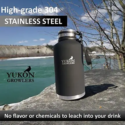 Yukon Growlers Insulated Beer Growler – Keeps Beer Cold and Carbonated for 24+ Hours – Keeps Drinks Hot for 12 Hours – Stainless Steel Water Bottle with Improved Leak Proof Lid – 64 oz