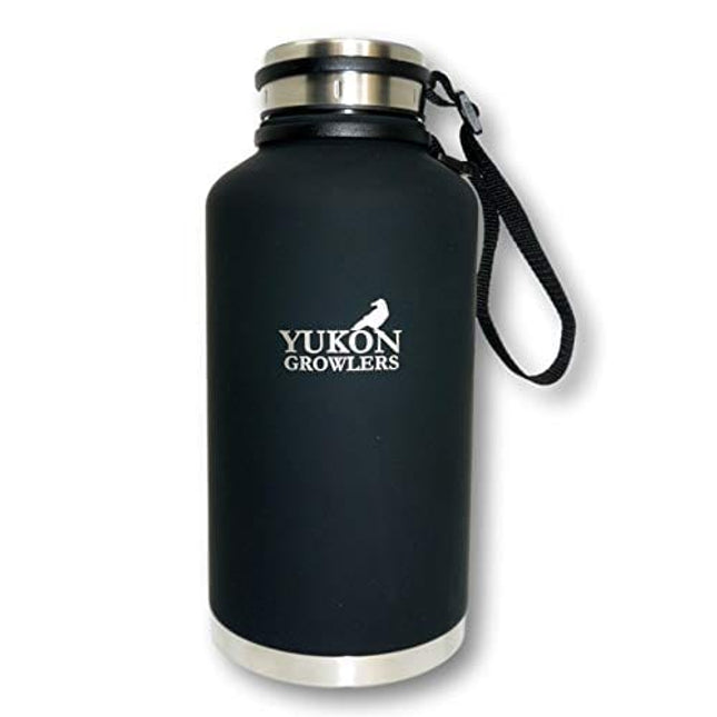 Yukon Growlers Insulated Beer Growler – Keeps Beer Cold and Carbonated for 24+ Hours – Keeps Drinks Hot for 12 Hours – Stainless Steel Water Bottle with Improved Leak Proof Lid – 64 oz