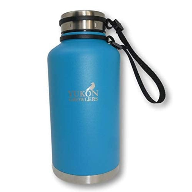 Yukon Growlers Insulated Beer Growler – Keeps Beer Cold and Carbonated for 24+ Hours – Keeps Drinks Hot for 12 Hours – Stainless Steel Water Bottle with Improved Leak Proof Lid – 64 oz