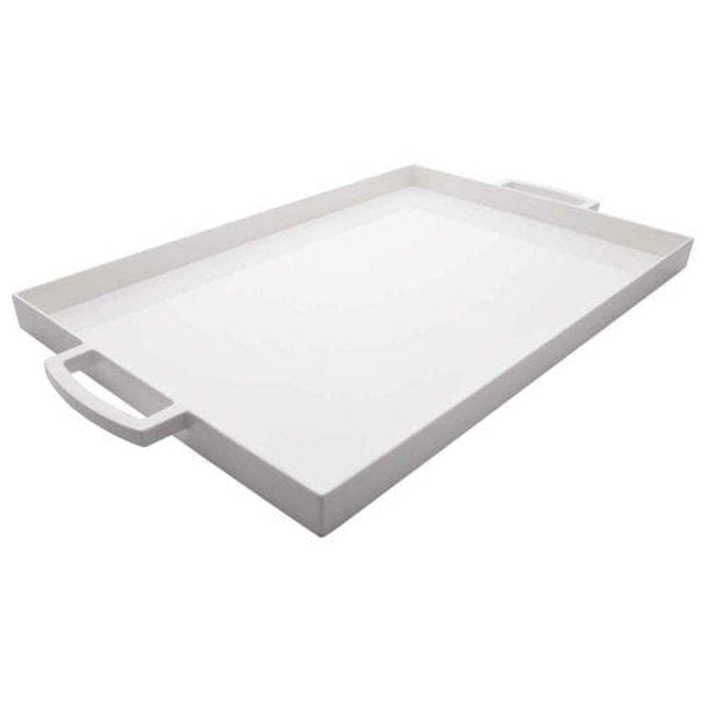 Zak Designs, White Large Rectangle Meeme Melamine Serving Tray, Easy to Hold with Modular Design, Perfect Kitchen Dinnerware for Indoor/Outdoor Activities