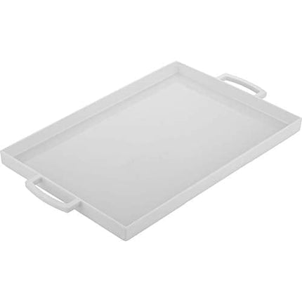 Zak Designs, White Large Rectangle Meeme Melamine Serving Tray, Easy to Hold with Modular Design, Perfect Kitchen Dinnerware for Indoor/Outdoor Activities
