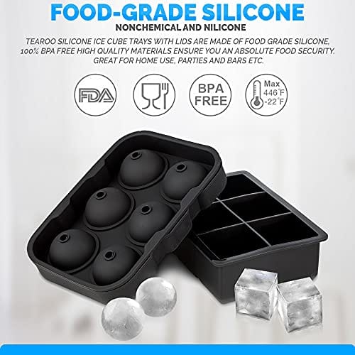 Kidsjoy 2 Pack Ice Ball Mold, Silicone Round Ice Cube Maker with Funnel Diamond Shape Ice Balls Large Ice Cube Trays for Whisky, Cocktails, Bourbon, Handmade