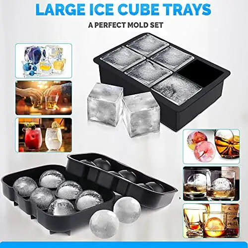 Advanced Mixology Round Ice Cube Tray with Lid Ice Ball Maker Mold for