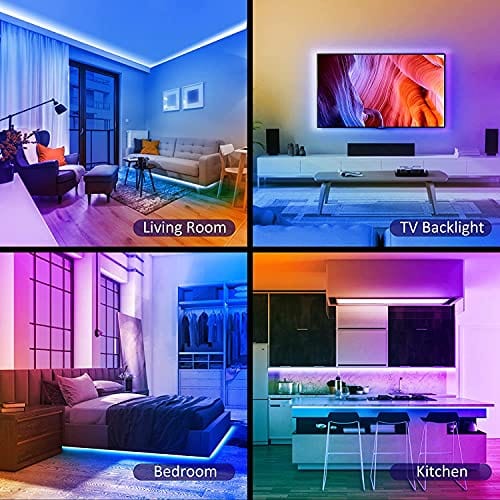 5050 RGB LED Strip Lights 100ft/50ft With Remote - Multicolor Room Lighting Kit