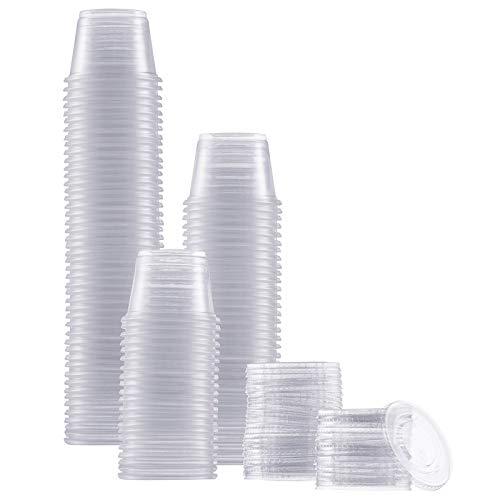 (5 oz - 100 Sets) Clear Diposable Plastic Portion Cups With Lids, Small  Mini Containers For Portion Controll, Meal Prep, Sauce Cups, Slime,  Medicine