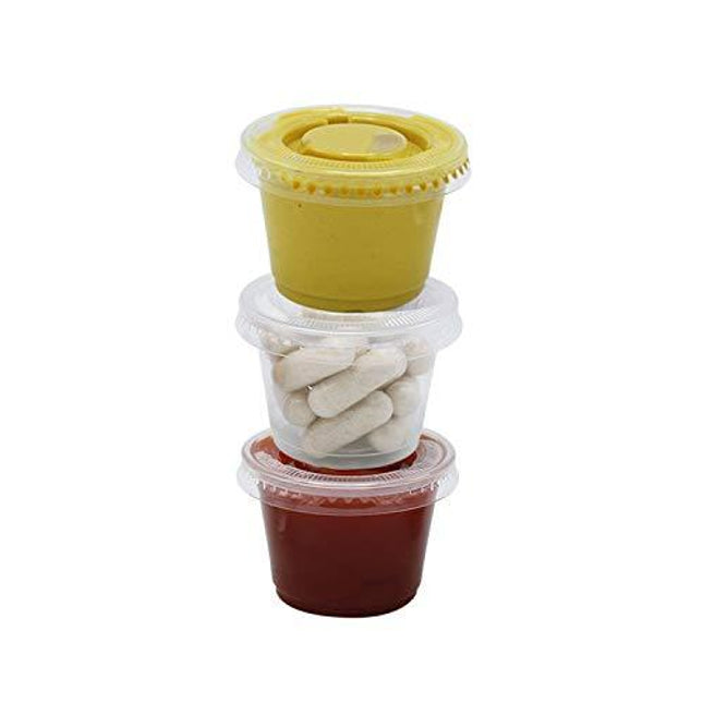 [1250 Pack] 1 oz Plastic Containers with Lids - Clear Jello Shot Cups, Mini Portion Cup BPA Free for Sauce, Condiments, Souffle, Salad Dressing, Sushi
