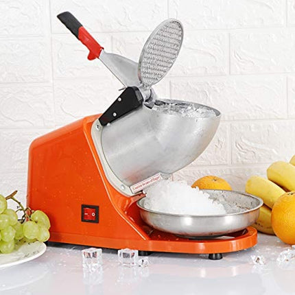 ZENY Electric Ice Crushers 300W 2000r/min w/Stainless Steel Blade Shaved Ice Snow Cone Maker Kitchen Machine (Orange)