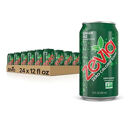 Zevia Zero Calorie Soda, Ginger Ale, 12 Ounce Cans (Pack of 24)