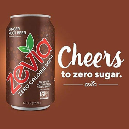 Zevia Zero Calorie Soda, Ginger Root Beer, 12 Ounce Cans (Pack of 24)