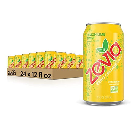 Zevia Zero Calorie Soda, Lemon Lime Twist, 12 Ounce Cans (Pack of 24)