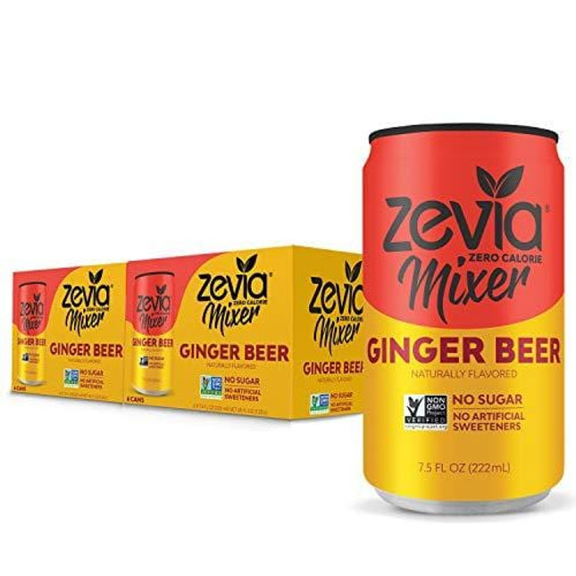 Zevia Ginger Beer, 7.5oz (Pack of 12) Zero Calories or Sugar, Naturally Sweetened with Stevia Leaf Extract , A Perfect Drink Mixer