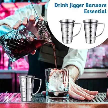 2 Pieces 2 Oz Stepped Jiggers with Handle Stainless Steel Cocktail Jiggers Drink Measuring Jigger Stepped Measuring Tool for Bartenders Bar Drink Jiggers and Pourers