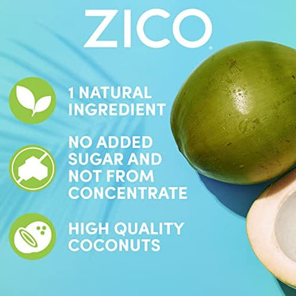ZICO 100% Coconut Water Drink - 18 Pack, Natural Flavored - No Sugar Added, Gluten-Free - 330ml / 11.2 Fl Oz - Supports Hydration with Five Naturally Occurring Electrolytes - Not from Concentrate,11.2 Fl Oz (Pack of 18)
