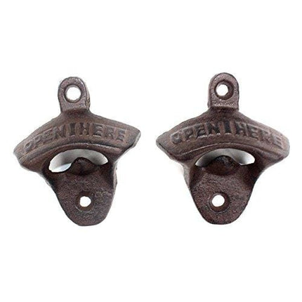ZRAMO 2 Pack of Black Wall-Mounted Bartender's Bottle Opener in Cast Iron, Set of 2 with Mounting Screws Included (2pc retro)