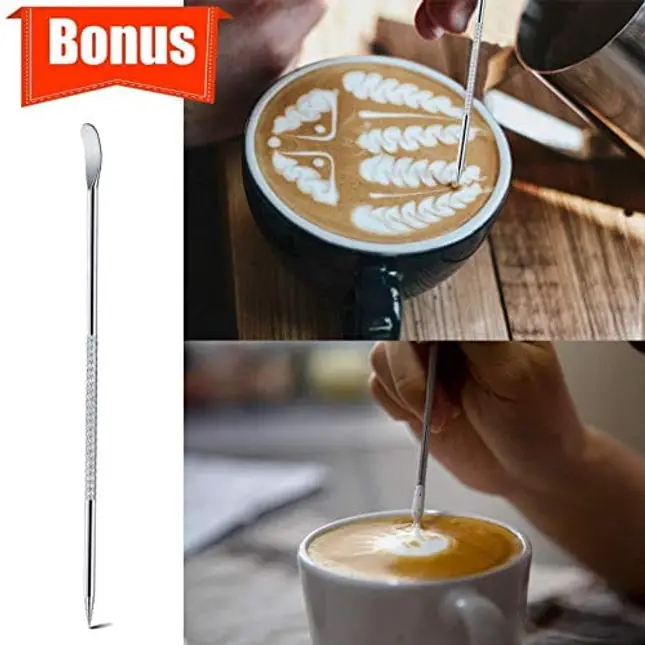 1pc Stainless Steel Thick Wall Art Pen Coffee Frothing Cup With Spout For  Cappuccino, Latte Or Espresso