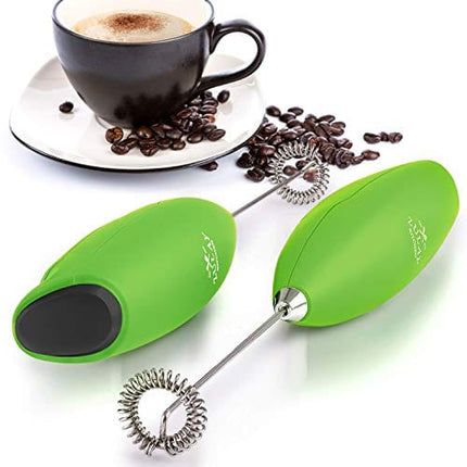 Zulay Original Milk Frother Handheld Foam Maker for Lattes - Whisk Drink Mixer for Coffee, Mini Foamer for Cappuccino, Frappe, Matcha, Hot Chocolate by Milk Boss (Green)