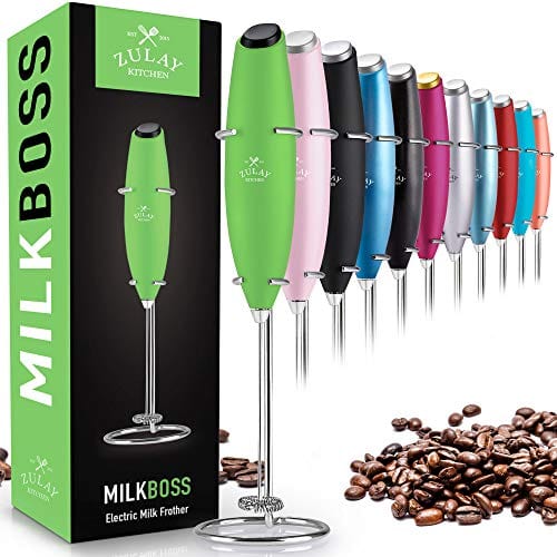 Zulay Original Milk Frother Handheld Foam Maker for Lattes - Whisk Drink Mixer for Bulletproof Coffee, Mini Foamer for Cappuccino, Frappe, Matcha, Hot Chocolate