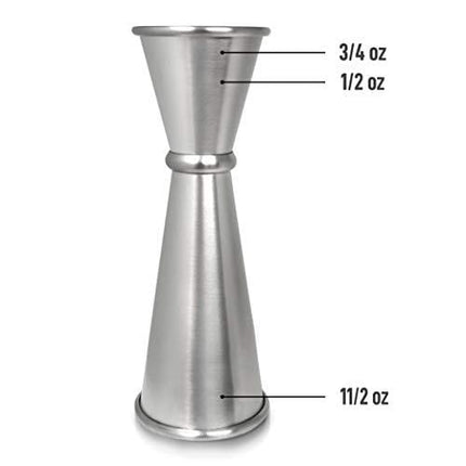 Premium Japanese Style Double Cocktail Jigger, 18/8 Food-Grade Stainless Steel, 1oz-2oz Etched Markings With Incremental Gradations, Beautiful Jiggers Shot Pourer Measuring Tool - By Zulay Kitchen