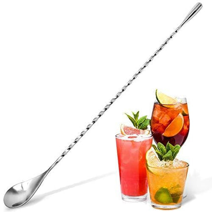 Zulay Premium 12 Inch Stainless Steel Cocktail Spoon, Long Attractive Spiral Design Perfect for Mixing and Layering Drinks, Bar Spoon & Cocktail Mixing Spoon for Cocktail Shakers, Tall Cups & Pitchers