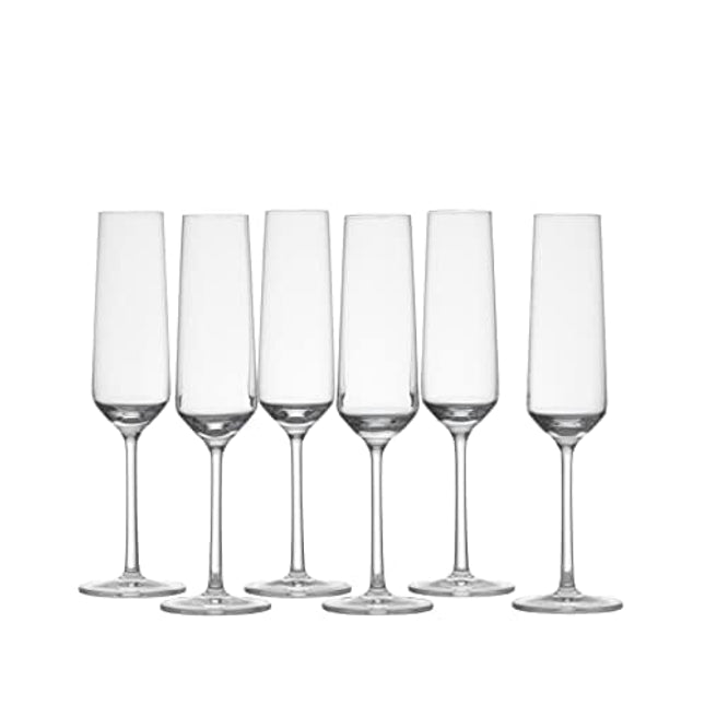 Schott Zwiesel Tritan Crystal Glass Pure Stemware Collection Champagne Flute with Effervescence Points, 7.3-Ounce, Set of 6