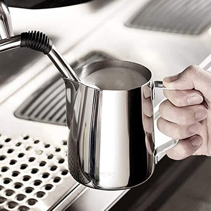 Espresso Milk Frothing Pitchers 12oz/350ml Milk Frother Pitcher 304 Stainless Steel Barista Milk Steaming Jug Cup for Making Coffee Cappuccino Latte Art